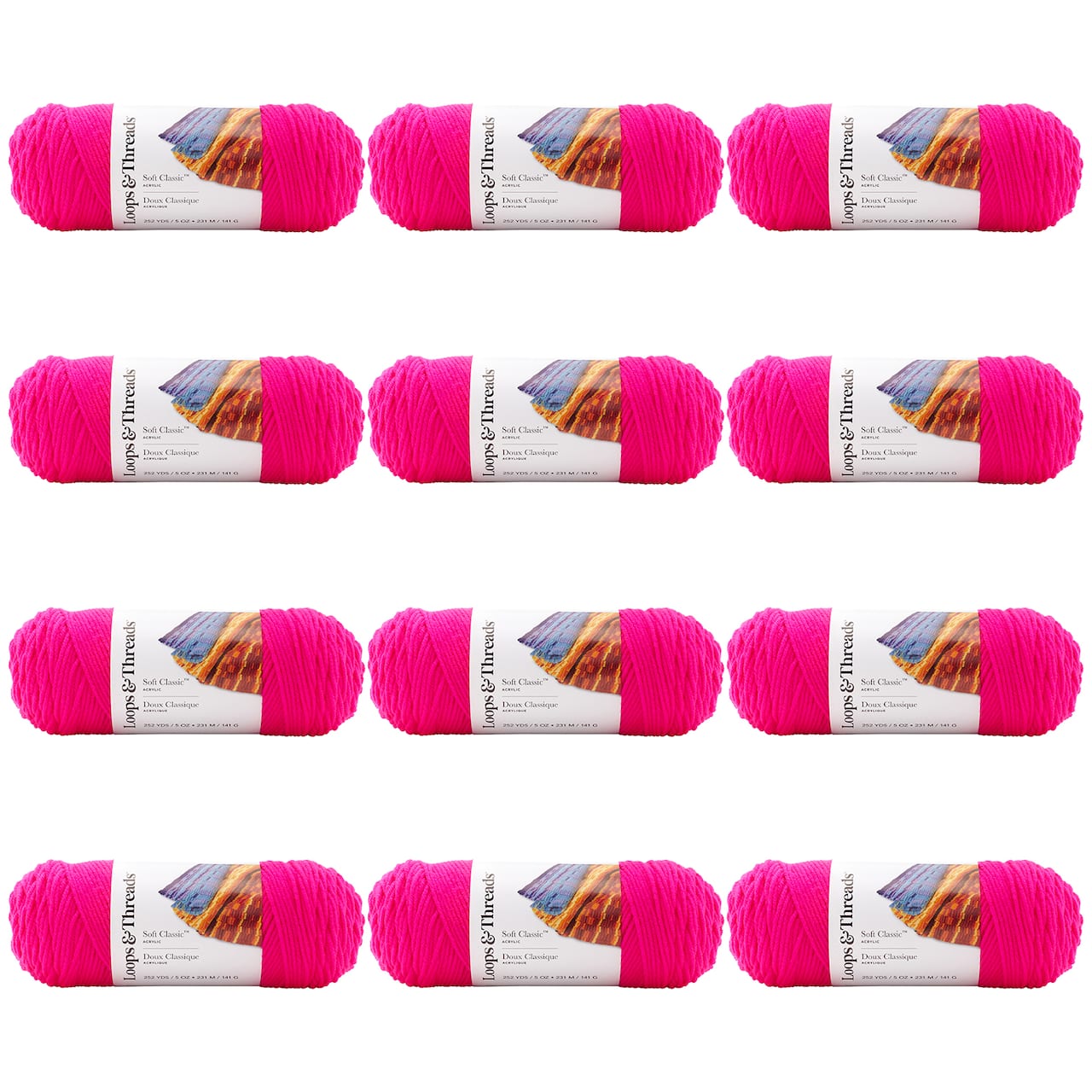 12 Pack: Soft Classic™ Neon Yarn by Loops & Threads®